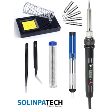 Solinpatech 80W LCD Ekranlı Isı Ayarlı Kalem Havya Sıcaklık Ayarlanabilir Lehim Makinası ve Ucu
