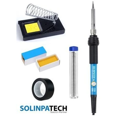 Solinpatech 60W Sıcaklık Ayarlanabilir Havya Lehim Makinası, Standı, Lehim, Lehim Pastası,