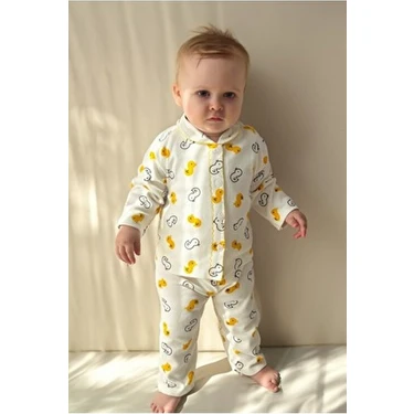 Buufuu Pamuklu Oyali Pijama Takımı Unisex Bebek Yenidogan Hediyelik Kız Erkek