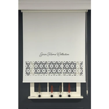Serin Home Collection Serin Home Colection Lazer Kesim Krem Kalın Stor Güneşlik Perde (Dayanıklı