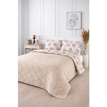 Formeya Kapitoneli Çift Kişilik Desenli Pike - Yatak Örtüsü Takımı 200x230 cm - 2 Adet Yastık