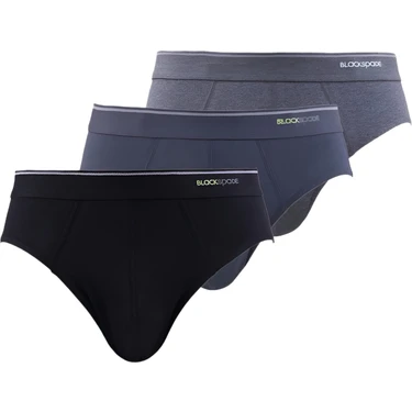 Blackspade Erkek Slip 3'lü Paket Tender Cotton 9672 - Siyah Antra Melanj