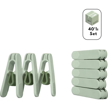 Makker Home 40'lı Premium Plastik Yaysız Mandal, Kırılmaz Mandal, Çamaşır Mandalı, Yaysız Mandal,