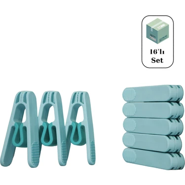 Makker Home 16'lı Premium Plastik Yaysız Mandal, Kırılmaz Mandal, Çamaşır Mandalı, Yaysız Mandal,