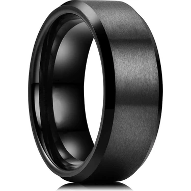 8 mm Köşeli Düz Model Unisex Kadın Erkek Çelik Alyans Yüzük