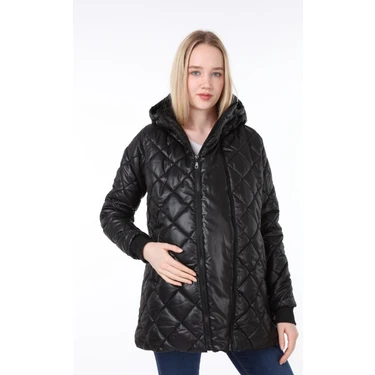 Luvmabelly MYRA7800 Siyah Kapitoneli Hamile Montu %100 Polyester Rahat Kesim ve Şık