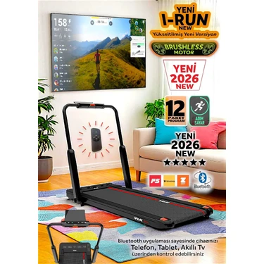 Irun New Koşu Bandı, Bluetooth, 12KM Hız, Kumandalı, Sıvı Silikon Hediyeli, Adım Sayarlı,