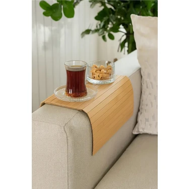 Mucit Home Katlanabilir Bambu Kolçak Tepsi Portatif Koltuk Kolu Sehpa Çekyat Yan Kol