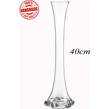 Fil Ayağı Vazo Cam Vazo 40CM Ince Belli Vazo Şeffaf Renksiz El