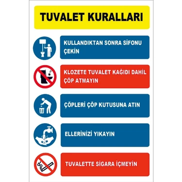 Hediyelikevi 19X29CM Tuvalet Kuralları Metal Yönlendirme