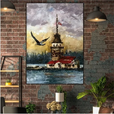 Limitless Design Istanbul Kız Kulesi ve Kuş Orijinal Yağlı Boya