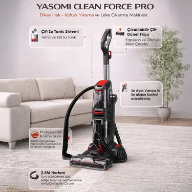 Yasomi VCW95 Clean Force Pro Dikey Halı Koltuk Yıkama ve Leke Çıkarma