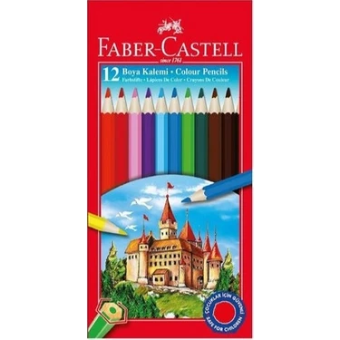 Faber-Castell 12 Renk Tam Boy Kuru Boya Kalemi Karton Kutu 12 Adet Canlı