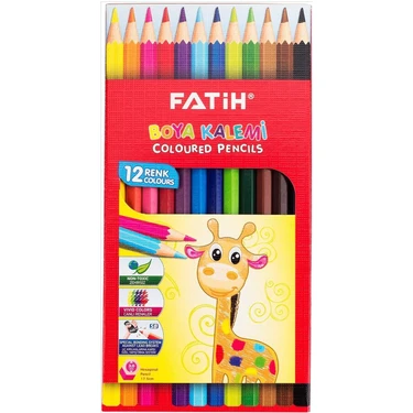Fatih Kuru Boya 12 Renk Tam Boy Kalem Seti Ergonomik Tasarım ile Çocuklar İçin Kullanım