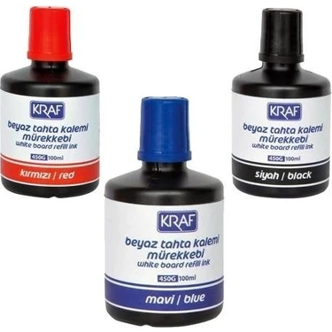Kraf 450G Beyaz Yazı Tahtası Mürekkep Seti 3 Renk x 100