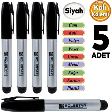 Herkül Kalıcı Çıkmaz Koli Kalemi Suya Dayanıklı Işaretleme Markalama Siyah Kalem Metal Cam Çuval 5