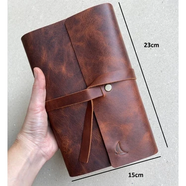 Alesta Leather Atelier (İsim Yazıyoruz) El Yapımı Hakiki Deri Kitap / Defter / Ajanda Koruyucu