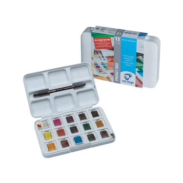 Talens Van Gogh 15 Renk Tablet Sulu Boya Seti 25x35 cm Beyaz Blok ve Kapaklı Sentetik