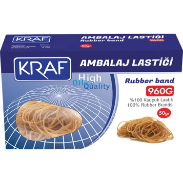 KRAF Kauçuk Ambalaj Lastiği 50 Gr 960 G Ofis Kalitesi ile Güçlü Bağlama