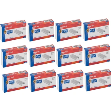 Kraf Beyaz Büyük Boy Zımba Teli No.24/6 - 12 Kutu x 1000