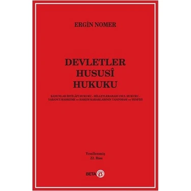 Beta Yayınevi Ergin Nomer'in Devletler Hususi Hukuku Kitabı BETA BASIM YAYIM DAĞITIM ANONİM ŞİRKETİ