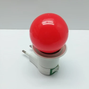 En Parlak Duy Fişli Gece Lambası Ampüllü Kırmızı LED 1W E27
