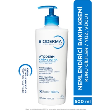 Bioderma Atoderm Ultra Vücut Kremi - 500 ml, Kuru Ciltler İçin Besleyici ve Nemlendirici Formül,