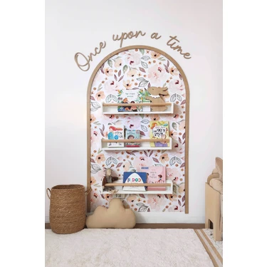 Trend Wall Decor Pembe Çiçek Temalı Çocuk-Bebek-Kreş Odası Dekoru, Duvar Stickeri, Once Upon A Time