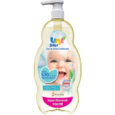 Uni Baby 900 ml Şeffaf Bebek Şampuanı Göz Yakmayan Formül ile Dermatolojik Olarak Test