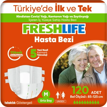 4'lü Freshlife Medium Bel Bantlı Yetişkin Hasta Bezi 30x4 (120