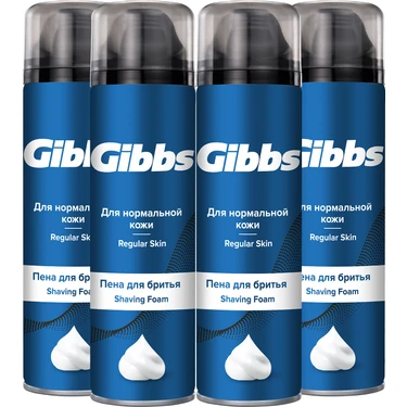 Gibbs Erkek Tıraş Köpüğü 4x200 ml Normal Ciltler için Yoğun Formül ve Ergonomik