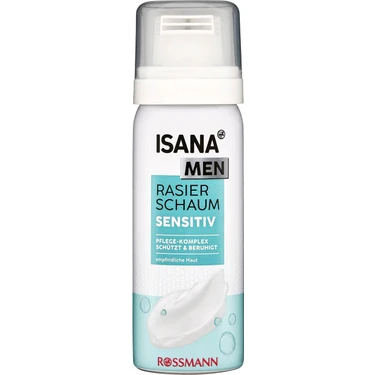 Isana Men Seyahat Boyu Tıraş Köpüğü 50 ml Hassas Ciltler için Mikroplastik
