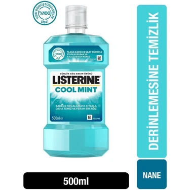 Listerine Ağız Bakım Suyu 500 ml Cool Mint Plak Azaltıcı Gün Boyu Ferah Nefes ve Sağlıklı