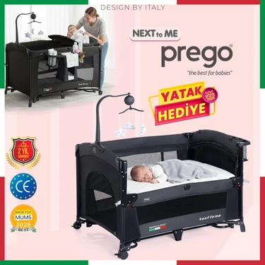 Prego Next To Me 10IN1 Anne Yanı Park Yatak Oyun Parkı Sallanır Beşik Yana Açılır Kolay Katlama