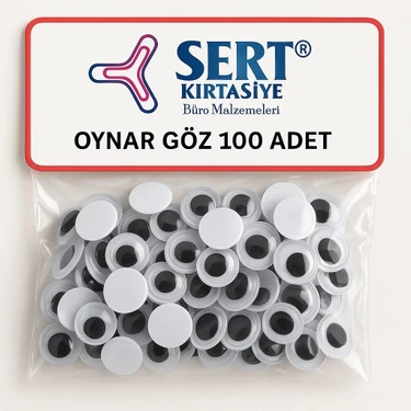 Sert Kırtasiye Oynar Göz 8 mm 100'LÜ