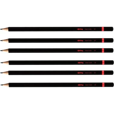 Rotring 2B Sınav Kalemi 6'lı Set Siyah 7.5 cm Uzunlukta 6