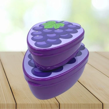 Aesco Mey Ithalat®  2'li Iç Içe Geçebilen Üzüm Model Saklama ve Beslenme Kabı Seti (550 ml + 250