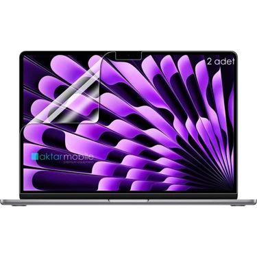 AktarMobile MacBook Air 15 M3 / M4 / M5 A3114 / A3241 15.3" Uyumlu Ekran Koruyucu - 2 Adet - Esnek