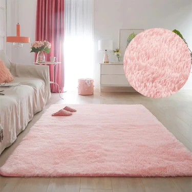 Algorand Home Oturma Odası Pembe Pudra Peluş Kalın Halı Yatak Odası Başucu Sevimli Prenses Odası