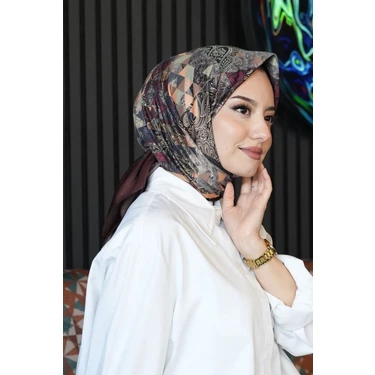 Afvente Paisley Desen Bordo Soft Pamuk