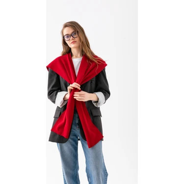 Wega Moda Kare Parçalı Patchwork Atkı - Spor Triko Örme Omuz Atkısı | Unisex Boho Şal -