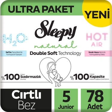 Sleepy Natural Double Soft Ultra Paket Bebek Bezi 5 Numara Junior 78