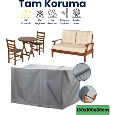 Dokaca Gri 160X100X80 Dış Mekan Mobilya Koruma Örtüsü Bahçe Mobilya Örtüsü Su ve Toz