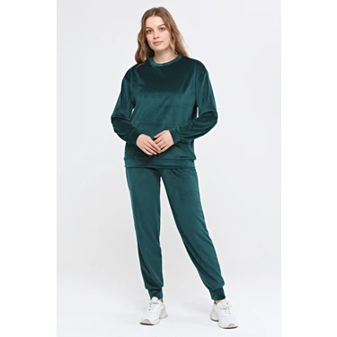 İkmal Kalın Bisiklet Yaka Kadife Eşofman Takım