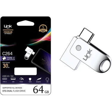 LinkTech C264 Premium 64GB Type-C Otg Dual 30MB/S USB