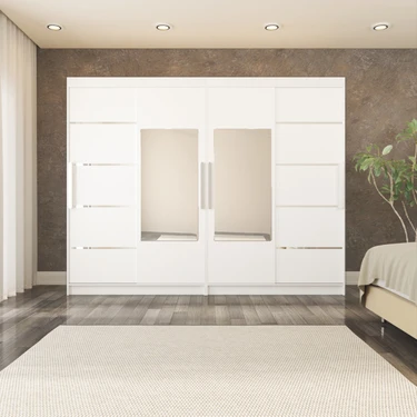 Yılwood Sürgülü Gardırop Dört Kapaklı 280/210cm (PARLAK