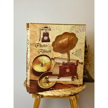 Rabsev RS21 Gramafon Desenli Fotoğraf Albümü 10x15 cm Yatay Dikey Model 600'lük Renkli