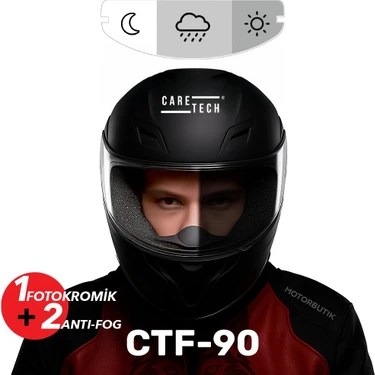 CARETECH CTF-90 Motosiklet Kask Buğu Önleyici Fotokromik Film-Vizör Otomatik Kararma Anti Fog Kolay