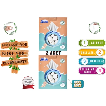 Bisula Sıkıştırılmış Tablet bebek Mendil – Su ile Açılan Tek Kullanımlık bebek Temizlik Bezi  (2