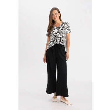 DeFacto Culotte Geniş Paça Bürümcük Kapri